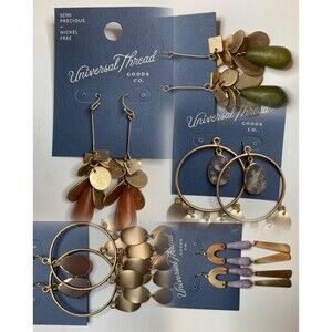 NEW Universal Thread Gold Tone Stone Drop Earrings | Lot of 5 | Total Retail $48